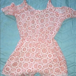 Girls orange floral romper